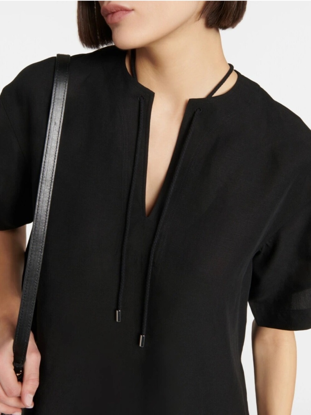 Toteme Linen blend Fluid Tie-Neck Top Blouse Sz 34